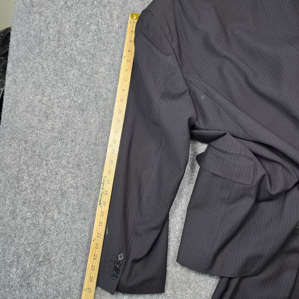Carlo Lusso Suit Mens 52L Charcoal Grey Pinstripe 2-Piece Formal Set Big & Tall - Picture 10 of 16